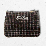 Borsa Parisienne Mini MC2 Saint Barth da donna in tessuto tweed nero e multicolor shiny con scritta ricamata Dreaming of Saint Barth. 1