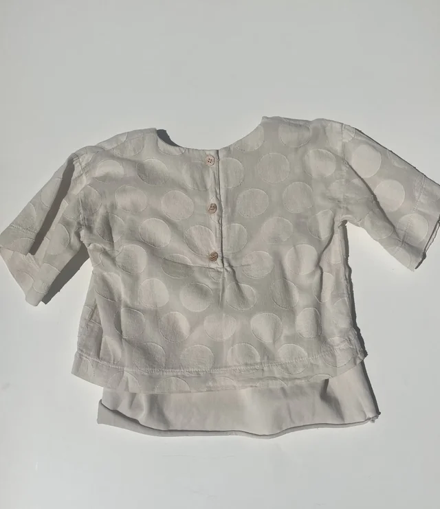Top in jersey e tessuto Fil Coupé Maperò per bambina color pepe