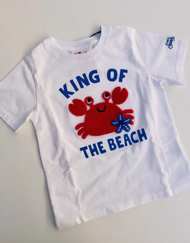 Tshirt bambino Mc2 Saint Barth con stampa granchio ricamata