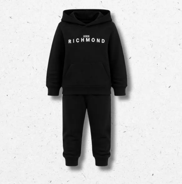 Tuta Cappuccio Bambino Nera John Richmond Kids Logo