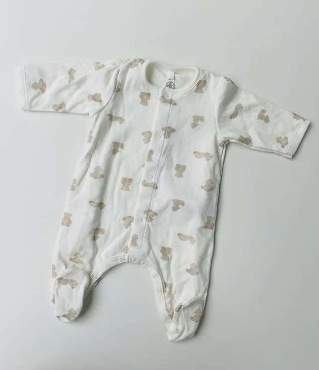 Tutina pigiama bianca con stampa orsi neonato Petit bateau